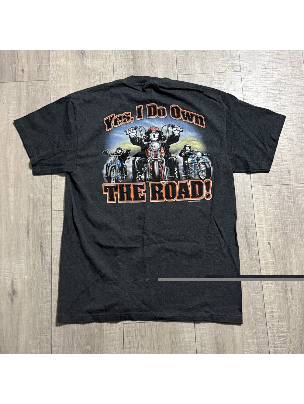 Vintage 2006 Big Dogs Yes I Do Own The Road Biker Motorcycle Y2K Gray Shirt Men - Picture 4 of 9